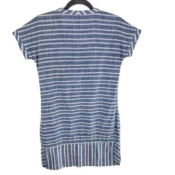Athleta Blue Striped Barbados 100% Cotton Lined Short Sleeve Mini Dress Size XXS - Picture 4 of 10